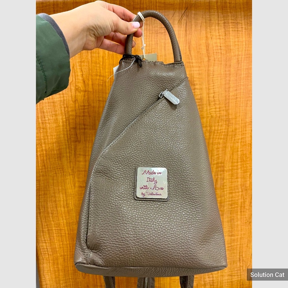 Valentina Italian Leather Convertible Sling Backpack